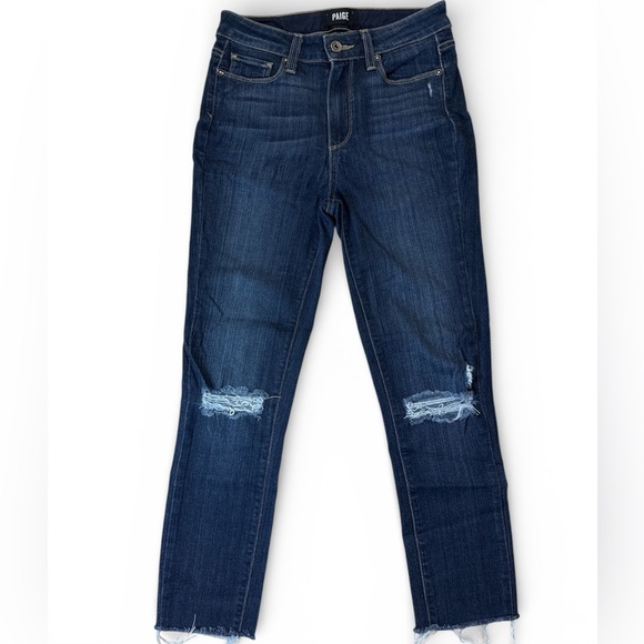 PAIGE Women's Dark Blue Hoxton Ankle Jeans - Picture 4 of 14